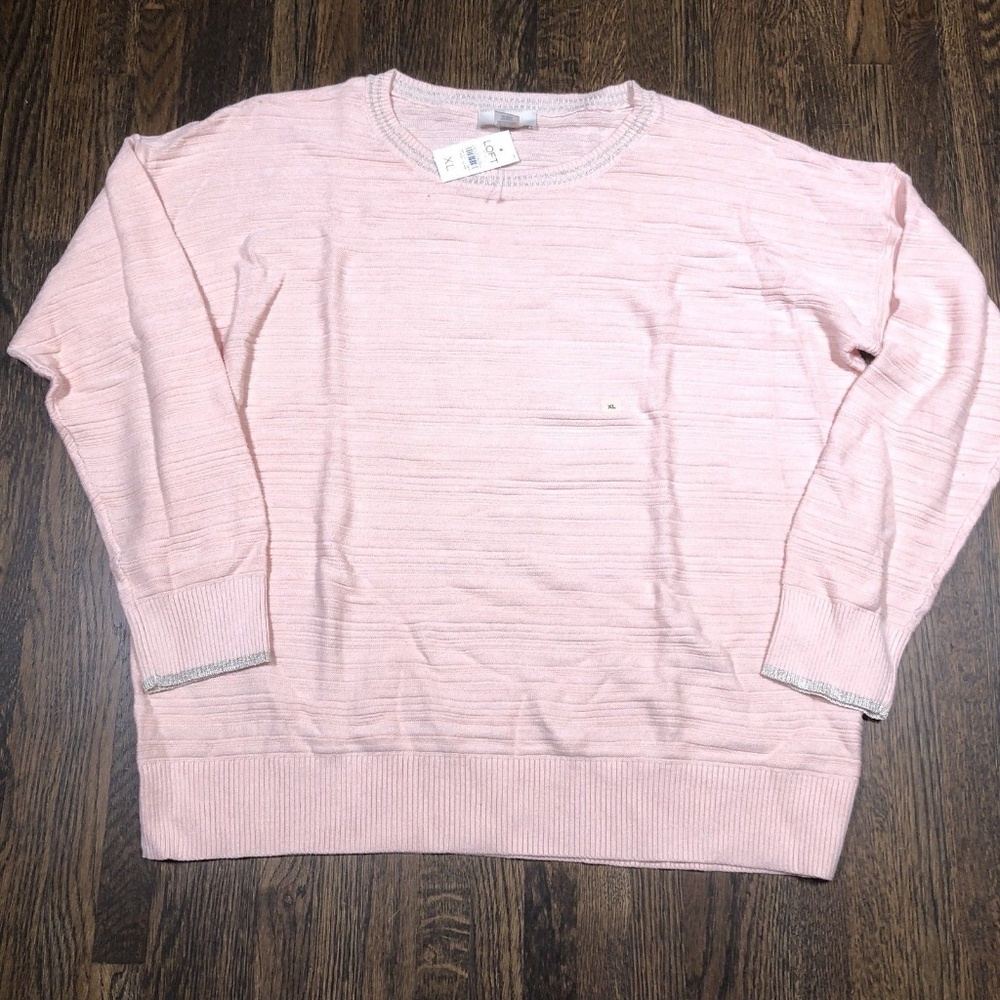 LOFT Outlet Sweater Peach Metallic Trim NWT